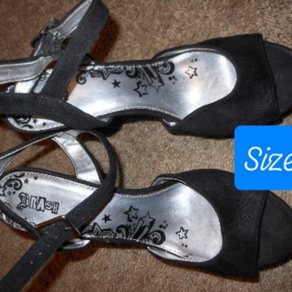 Black suede high heel